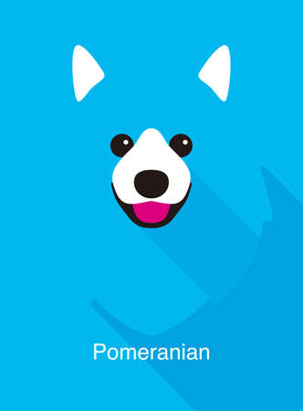 Pomeranian dog face flat icon design, vector illustrationのイラスト素材