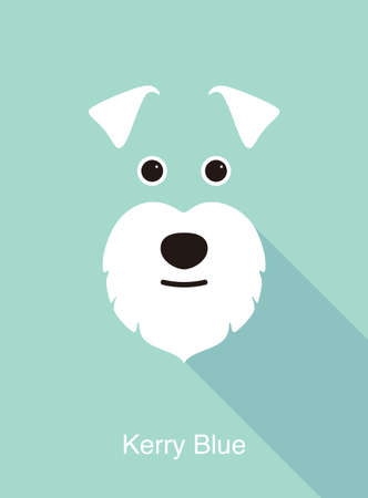 Kerry Blue dog face flat icon design, vector illustrationのイラスト素材