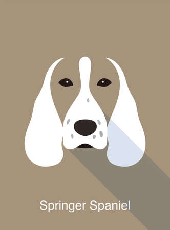 Springer Spaniel, dog face flat icon design, vector illustrationのイラスト素材