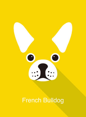 French Bulldog face flat icon design, vector illustrationのイラスト素材