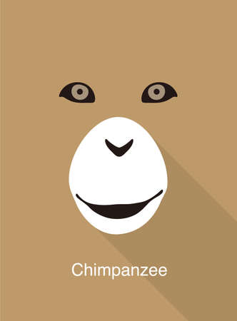 Chimpanzee monkey face flat icon simple design, vector illustrationのイラスト素材