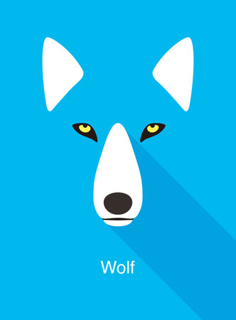 Coyote or wolf face, cute flat portrait icon, vector illustrationのイラスト素材