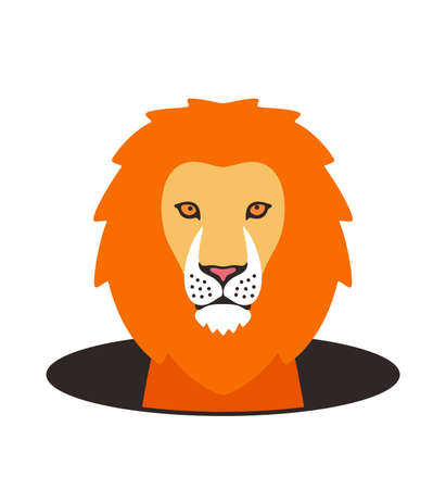 cute lion on the hole, watching, vector illustrationのイラスト素材