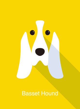 Basset Hound dog face flat icon design, vector illustrationのイラスト素材