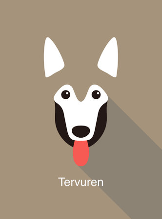 Tervuren dog face flat icon design, vector illustrationのイラスト素材