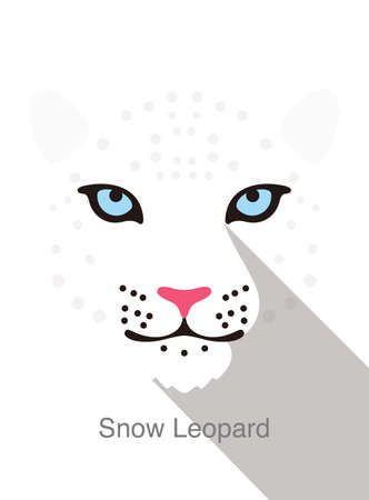 Snow Leopard face flat icon simple design, vector illustrationのイラスト素材