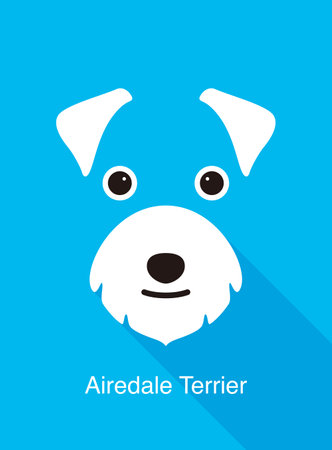 Airedale Terrier dog face flat icon design, vector illustrationのイラスト素材