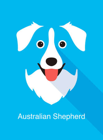 Australian Shepherd dog face flat icon design, vector illustrationのイラスト素材