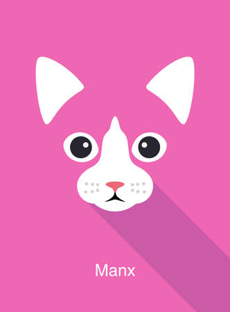 Cat cartoon face, flat animal face icon, vector illustrationのイラスト素材