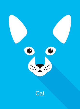Cat cartoon face, flat animal face icon, vector illustrationのイラスト素材