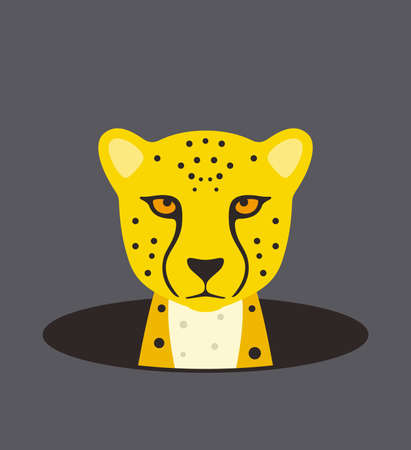 cute cheetah on the hole, watching, vector illustrationのイラスト素材