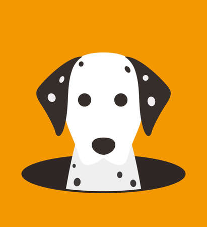 cute dalmatian dog on the hole, watching, vector illustrationのイラスト素材