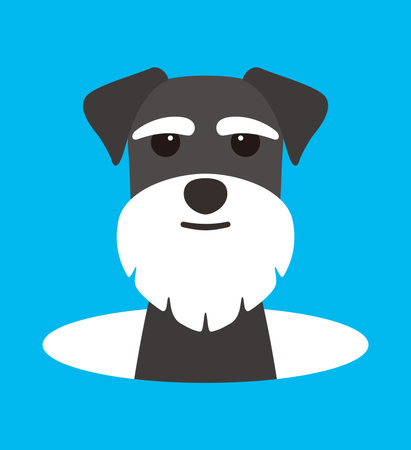 cute Schnauzer dog on the hole, watching, vector illustrationのイラスト素材