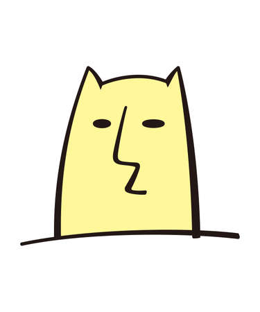 cat cartoon face, flat animal face icon, vector illustrationのイラスト素材