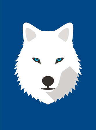 Coyote or wolf face, cute flat portrait icon, vector illustrationのイラスト素材