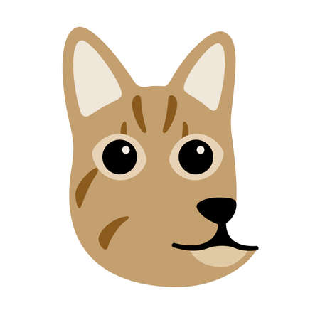 Cat cartoon face, flat animal face icon, vector illustrationのイラスト素材