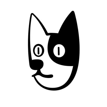 Cat cartoon face, flat animal face icon, vector illustrationのイラスト素材