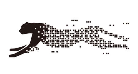 Cheetah running, speed concept, mosaic vector illustrationのイラスト素材