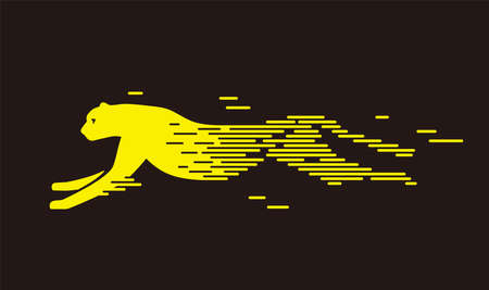 Cheetah running, simple line, vector illustrationのイラスト素材