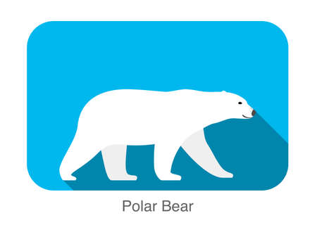 Polar bear walking side flat 3D icon design, vector illustrationのイラスト素材