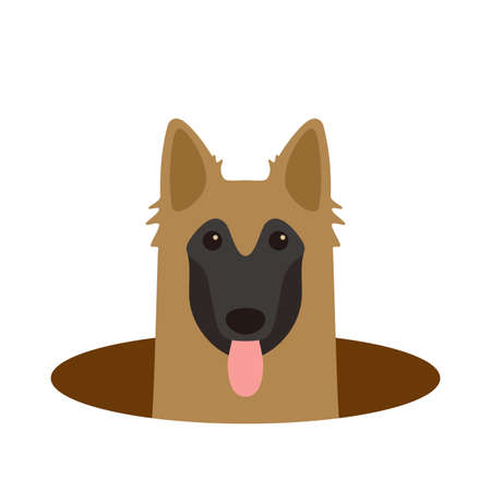 Tervuren come out of the hole, watching vector illustrationのイラスト素材