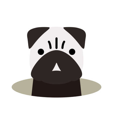 Pug dog on the hole, watching vector illustrationのイラスト素材