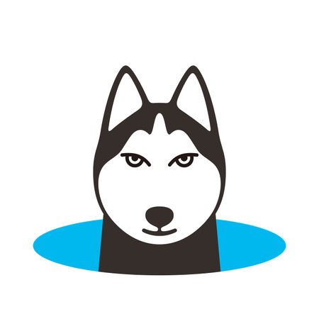 Alaskan Malamute come out of the hole, watching vector illustrationのイラスト素材