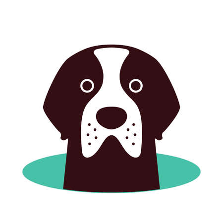 Saint Bernard come out of the hole, watching vector illustrationのイラスト素材