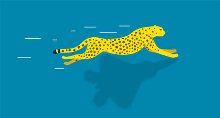 Cheetah running with shadow of fighter planeのイラスト素材