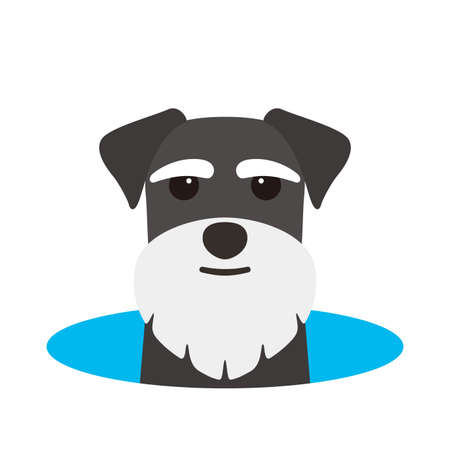 Schnauzer come out of the hole, watching vector illustrationのイラスト素材
