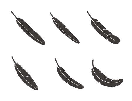Feather pattern icon set, vector illustrationのイラスト素材