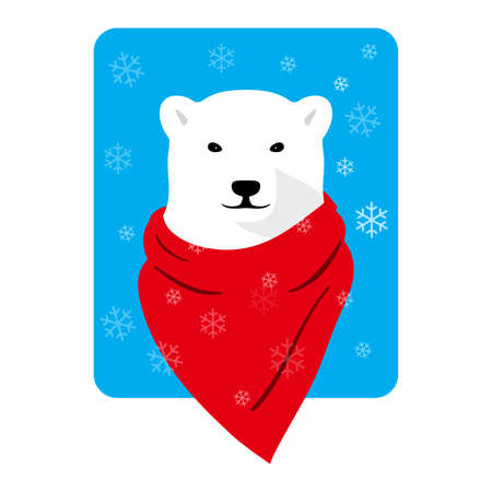 Portrait of polar bear, wearing Christmas cap, like Santa Claus, cool styleのイラスト素材