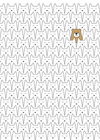 Cats are arranged in an orderly way, bear in the catsのイラスト素材