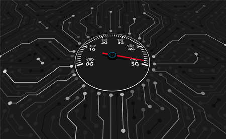 Speed instrument, 5G 5th generation mobile network wireless speedのイラスト素材