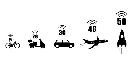 5G 5th generation mobile network wireless icon, 1g to 5g.のイラスト素材