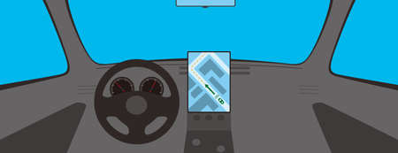 modern car inside, vector illustrationのイラスト素材