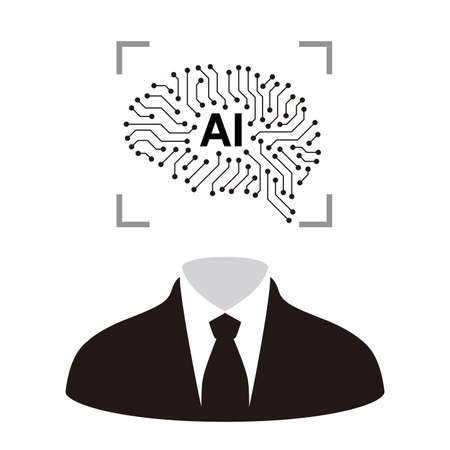circuit board in the Cyborg brain, Artificial intelligence of digital human. vector illustrationのイラスト素材