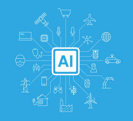 Artificial intelligence connects the future, vector illustrationのイラスト素材