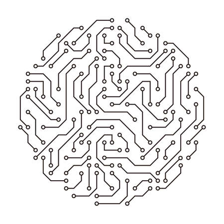 circuit board and maze, Artificial intelligence concept. vector illustrationのイラスト素材