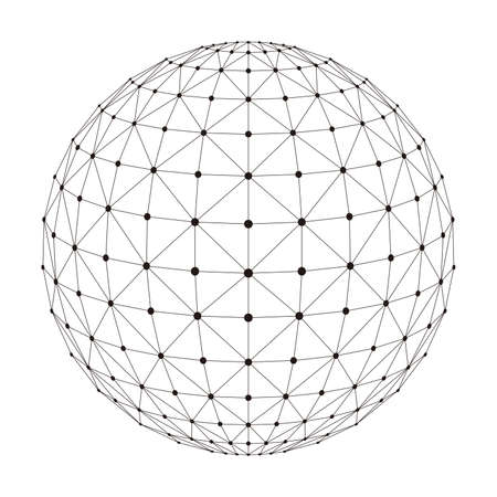 Polygon mesh sphere, thin line, vector illustrationのイラスト素材
