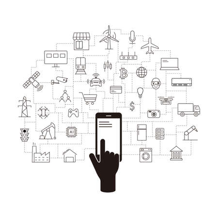 Artificial intelligence connects the future, vector illustrationのイラスト素材