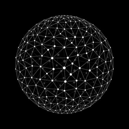 Polygon mesh sphere, thin line, vector illustrationのイラスト素材