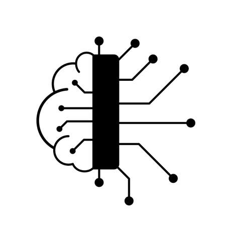 Artificial intelligence concept, Neuron connecting with chip, vector illustrationのイラスト素材
