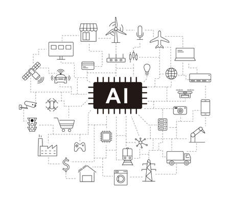 circuit board in the Cyborg head, Artificial intelligence of digital human. vector illustrationのイラスト素材