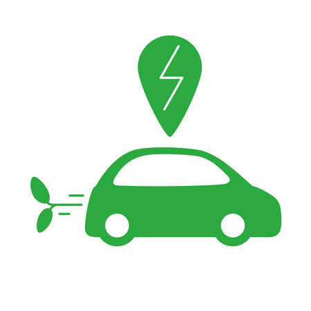 Green electric self-driving car iconのイラスト素材
