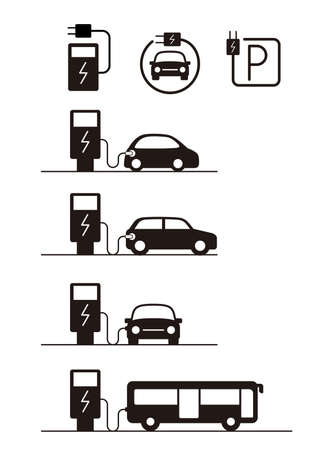 Electric car charging station icon, vector iconのイラスト素材