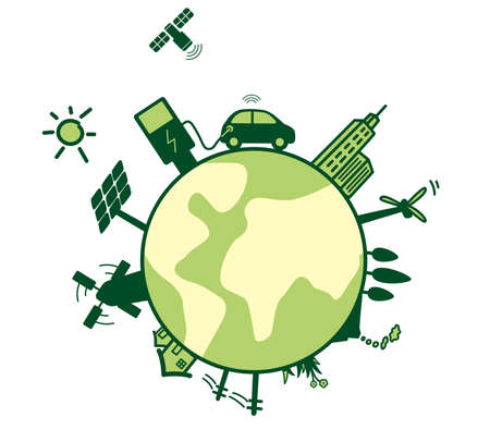 Electricity car charging on the earthのイラスト素材
