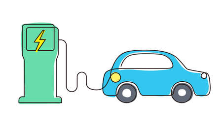 Smart house with solar energy, charging electric carのイラスト素材