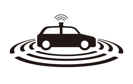 Green electric self-driving car iconのイラスト素材