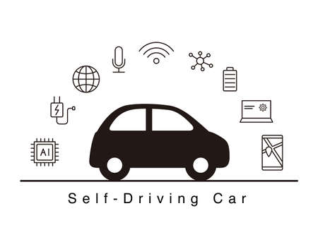 Green electric self-driving car iconのイラスト素材